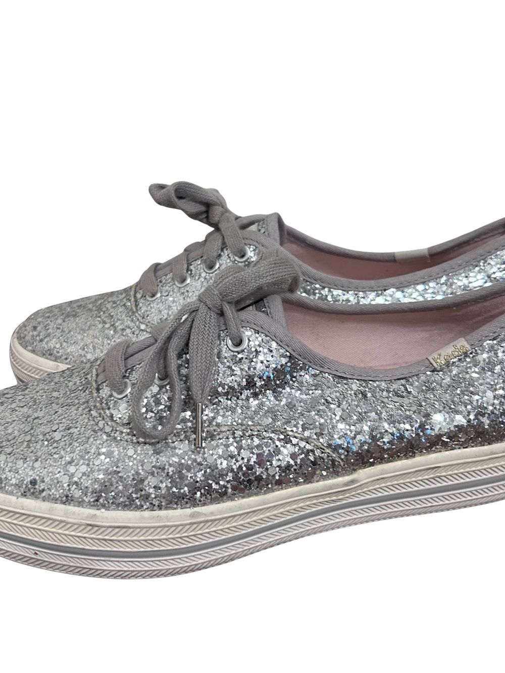 Keds x Kate Spade Silver Sequins Platform Tennis Shoes Sneakers Size 8
